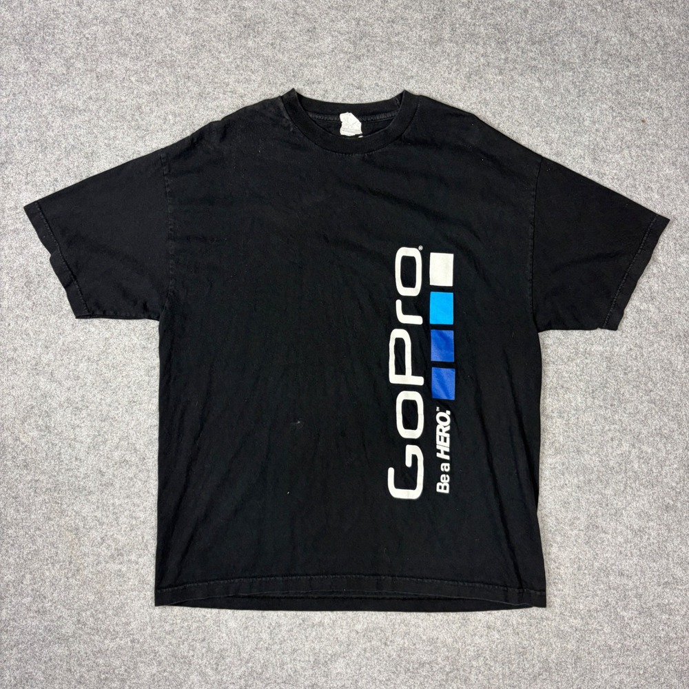 GoPro Be a HERO Graphic T-Shirt Mens XL Black‎ Short Sleeve Vertical Logo Tee
